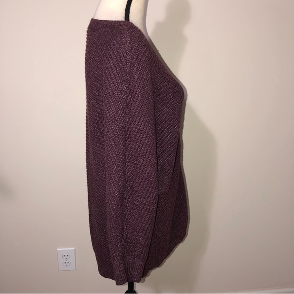 Ellen Tracy Womens Size Medium Sweater Tunic Wine Dolman Sleeves 3/4 V Neck - Picture 9 of 10